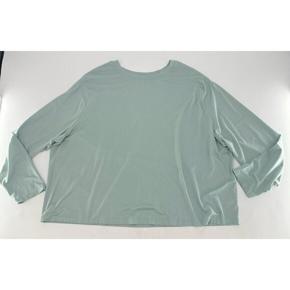 A New Day Plus Size Muted Green Lyocell Blend Round Neck Shirt Sz 3x‎ Modest - Picture 3 of 9